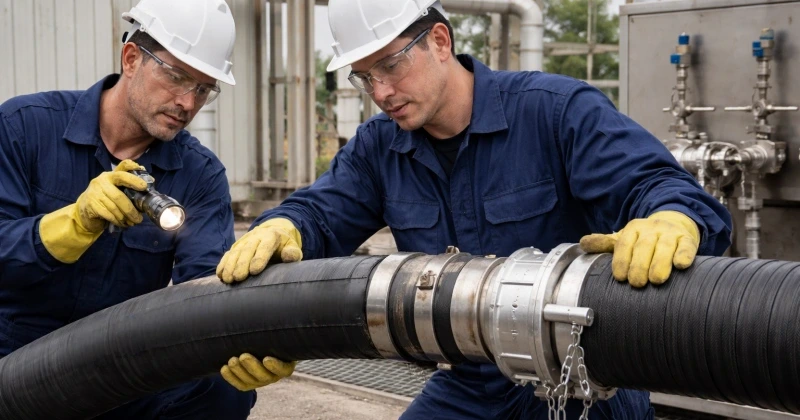 test and verify repair material handling hose