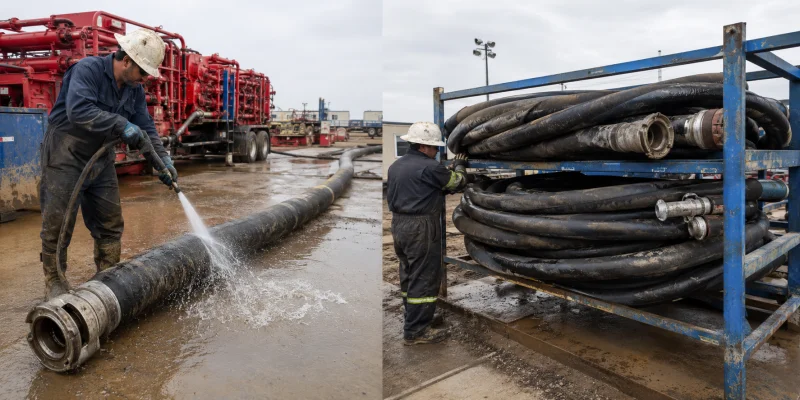 cleaning and storage frac hose