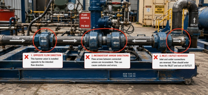 troubleshooting hammer union flow direction