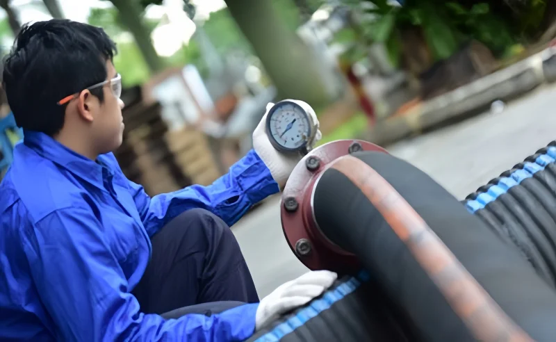 visual checks and pressure testing for frac hose