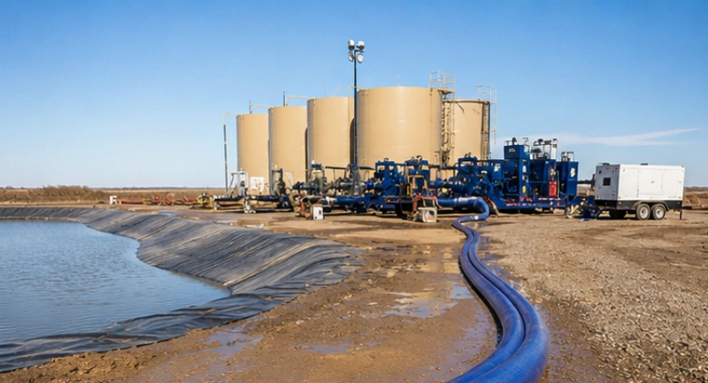 where the hose sits in a frac water system