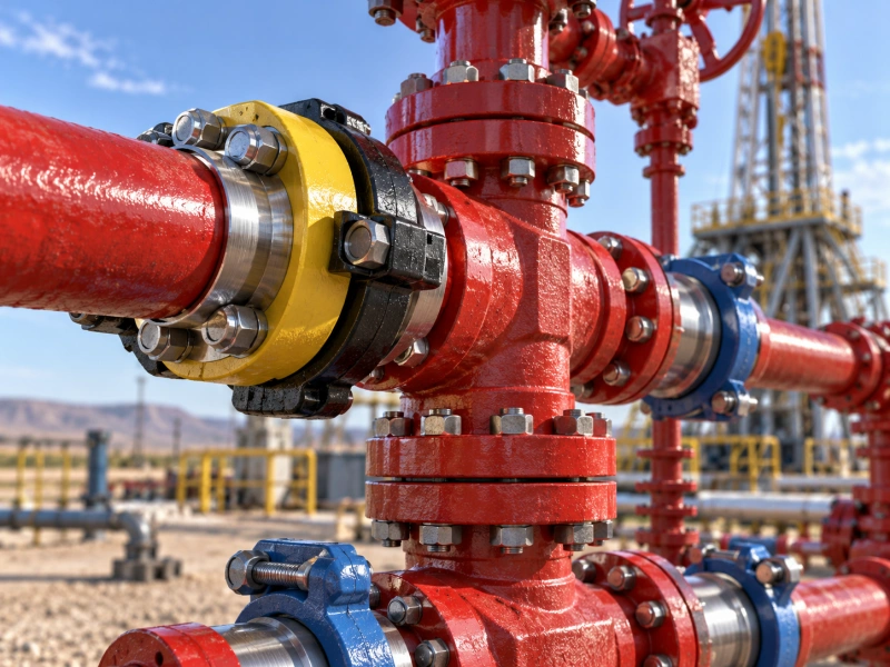 api 6a flange connection on oilfield wellhead