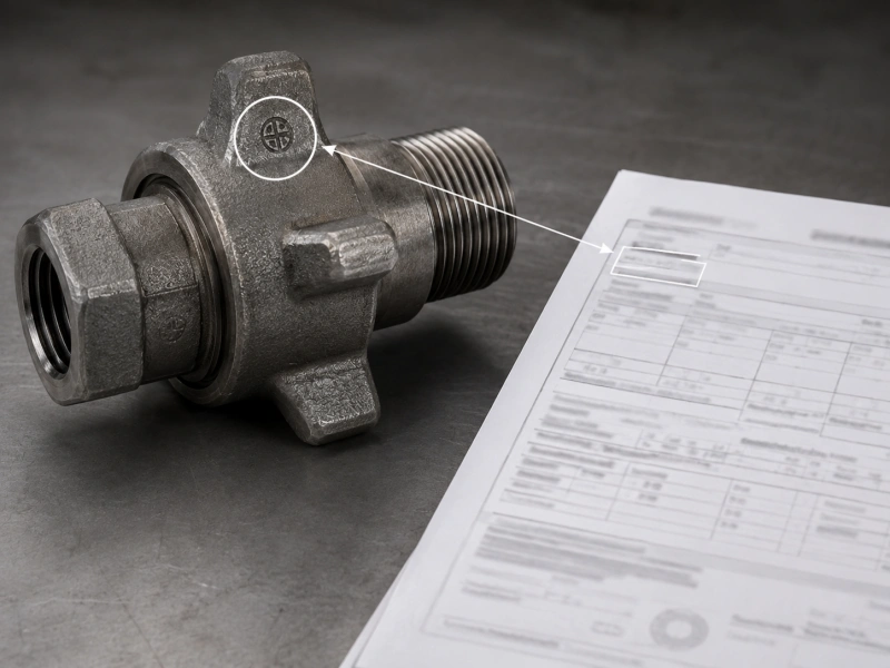 hammer union heat number matched to material test certificate