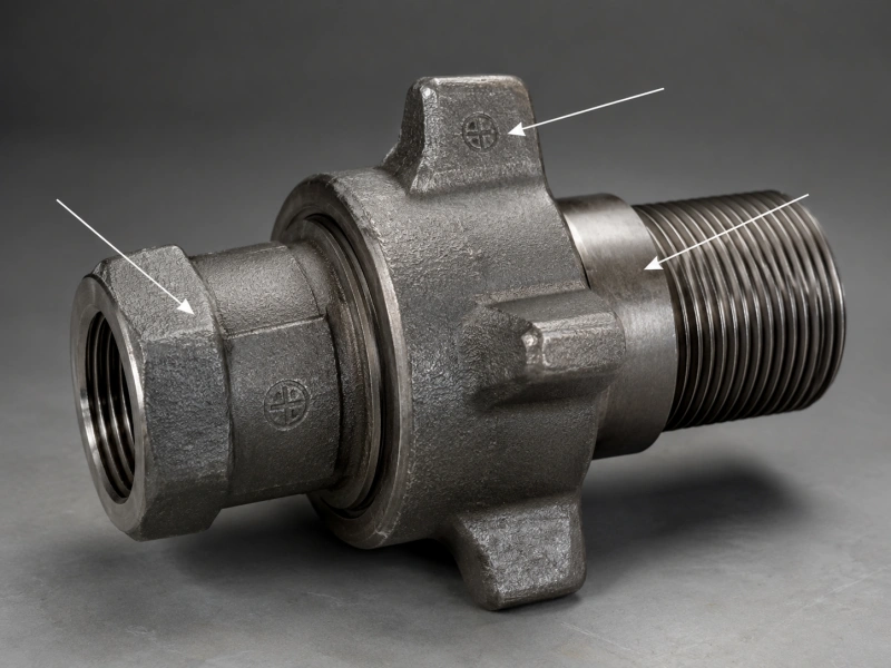 hammer union marking locations on wing nut male sub and female sub