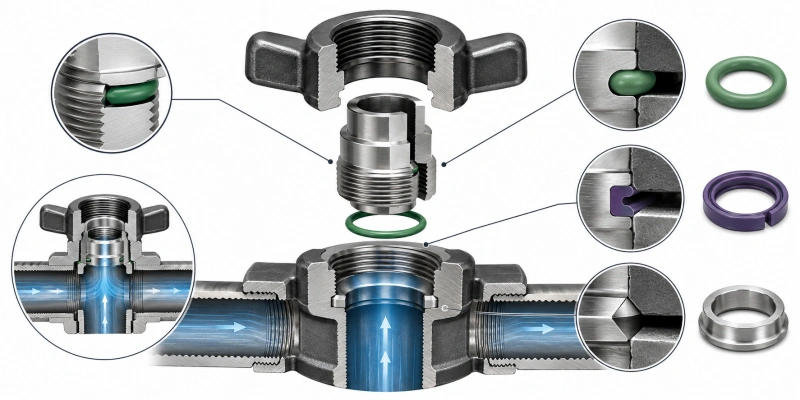 sealing mechanisms in hammer union pipe fittings